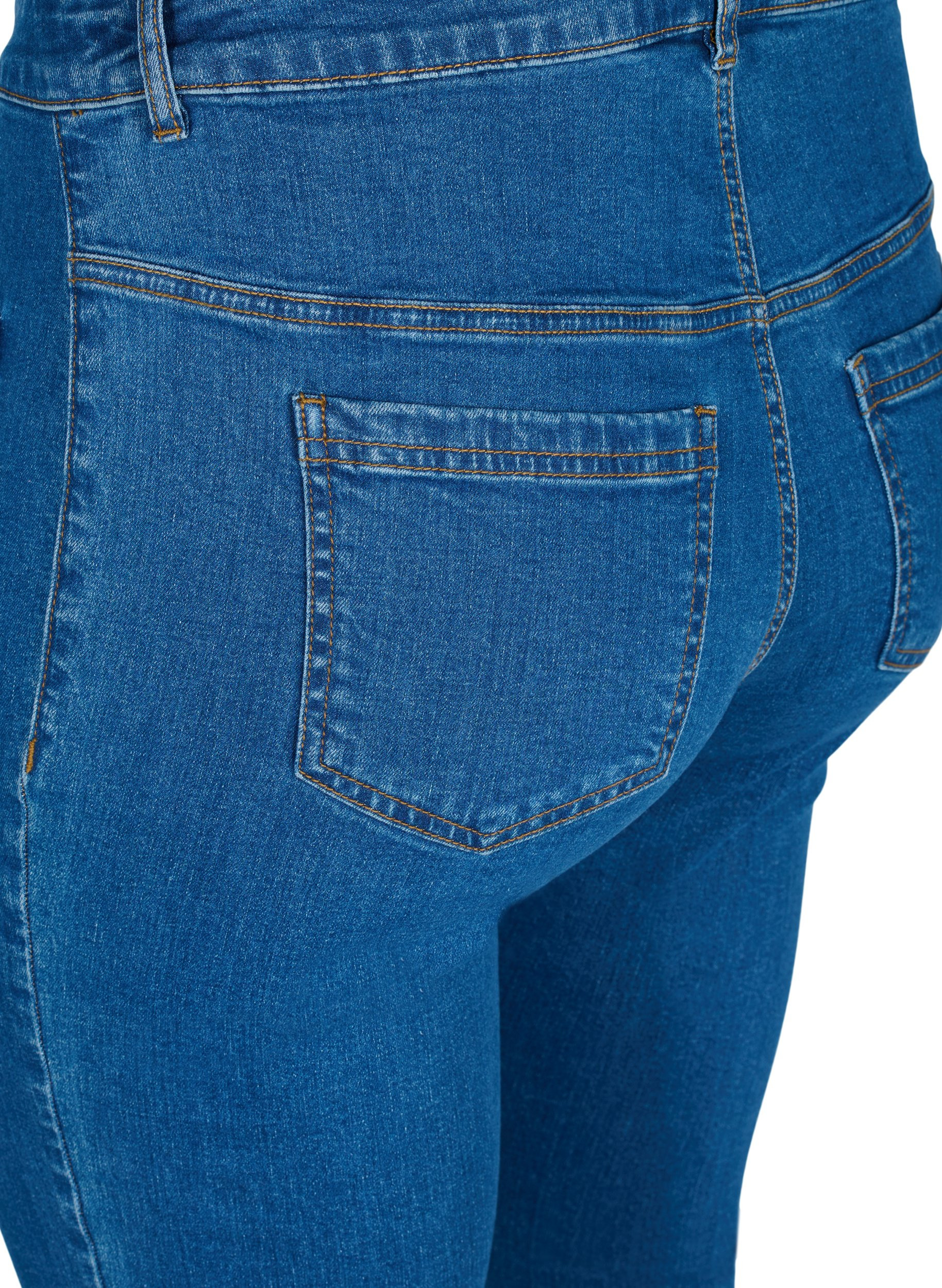 Ellen bootcut-farkut isoilla taskuilla, Blue denim, Packshot image number 3