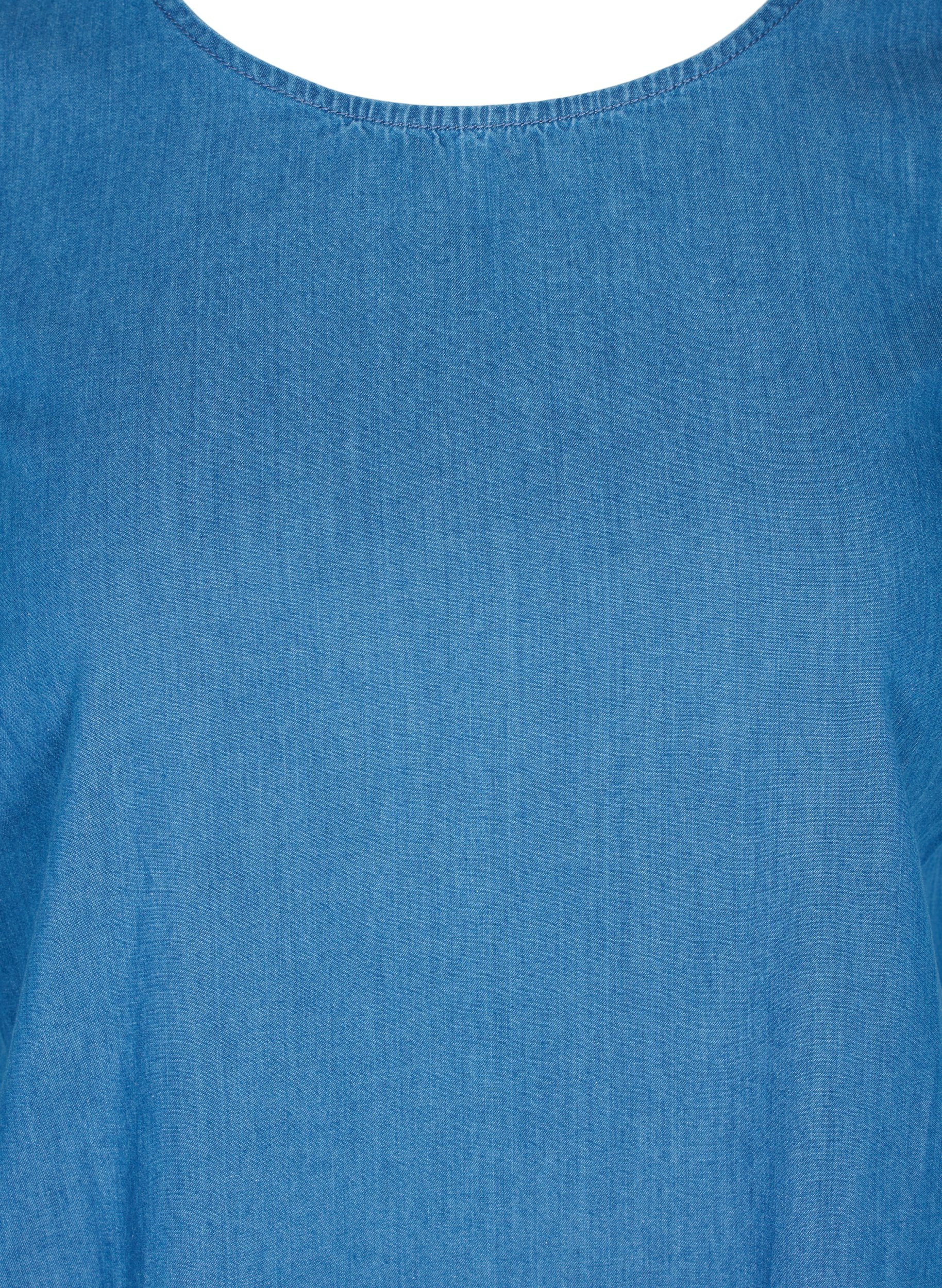 Lyhythihainen farkkumekko puuvillasta, Blue denim, Packshot image number 2