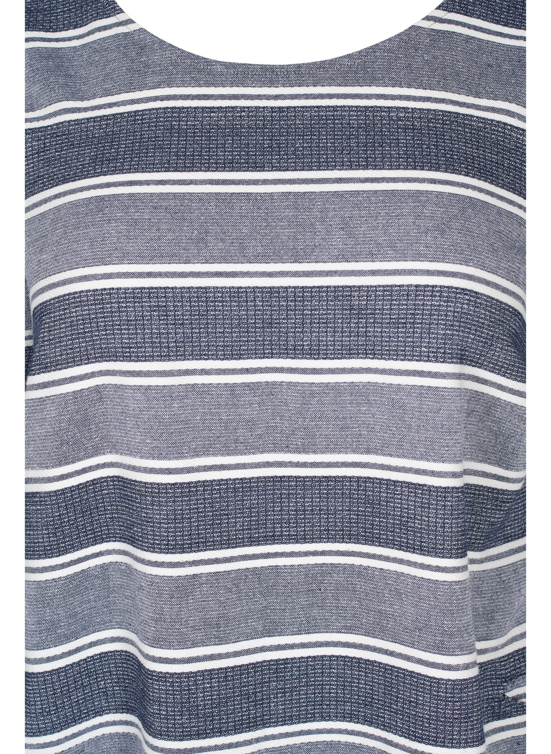 Raidallinen mekko lyhyillä hihoilla, Blue Stripe, Packshot image number 2