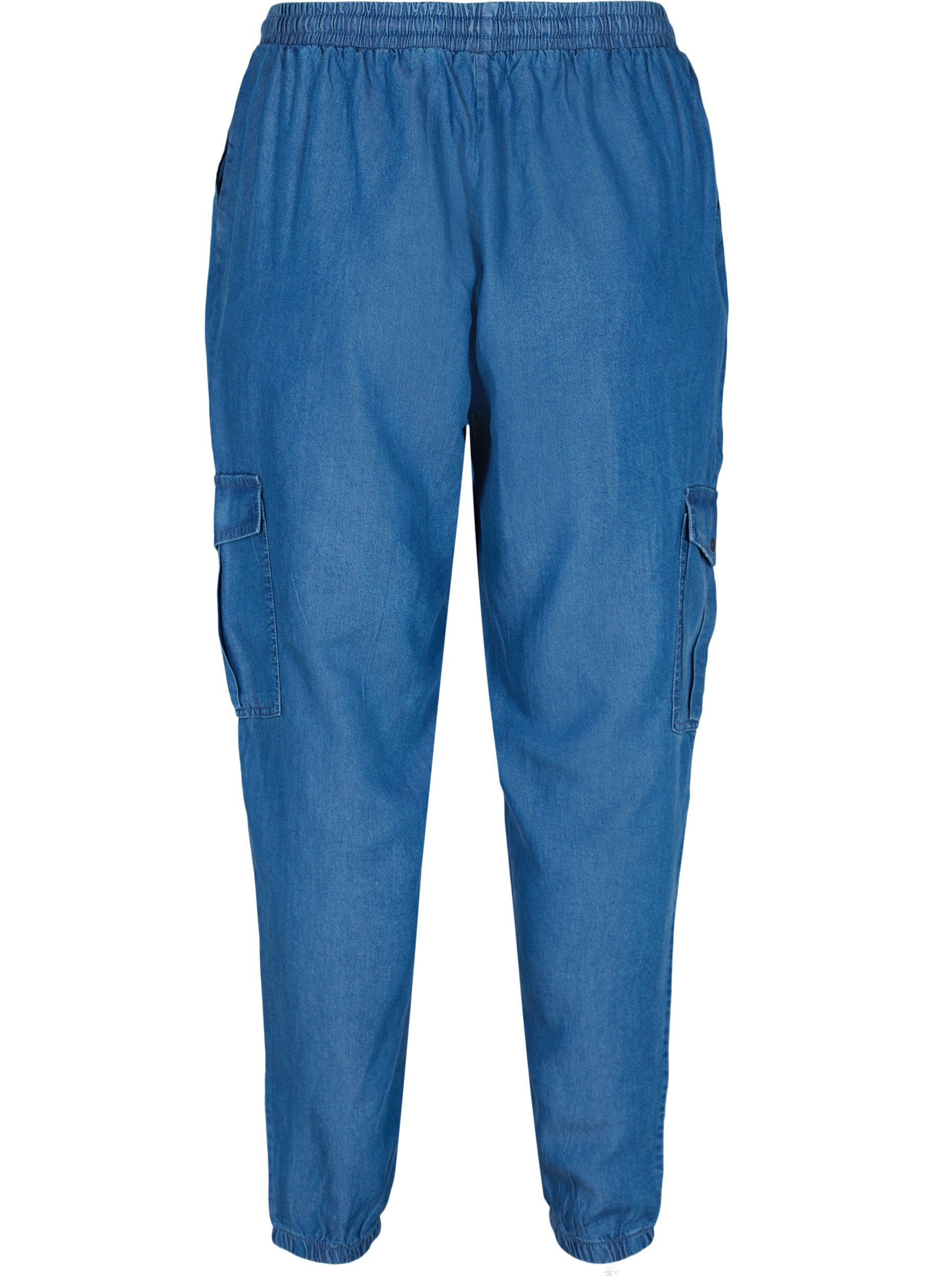 Farkkutyyliset cargo-housut taskuilla, Medium Blue, Packshot image number 1
