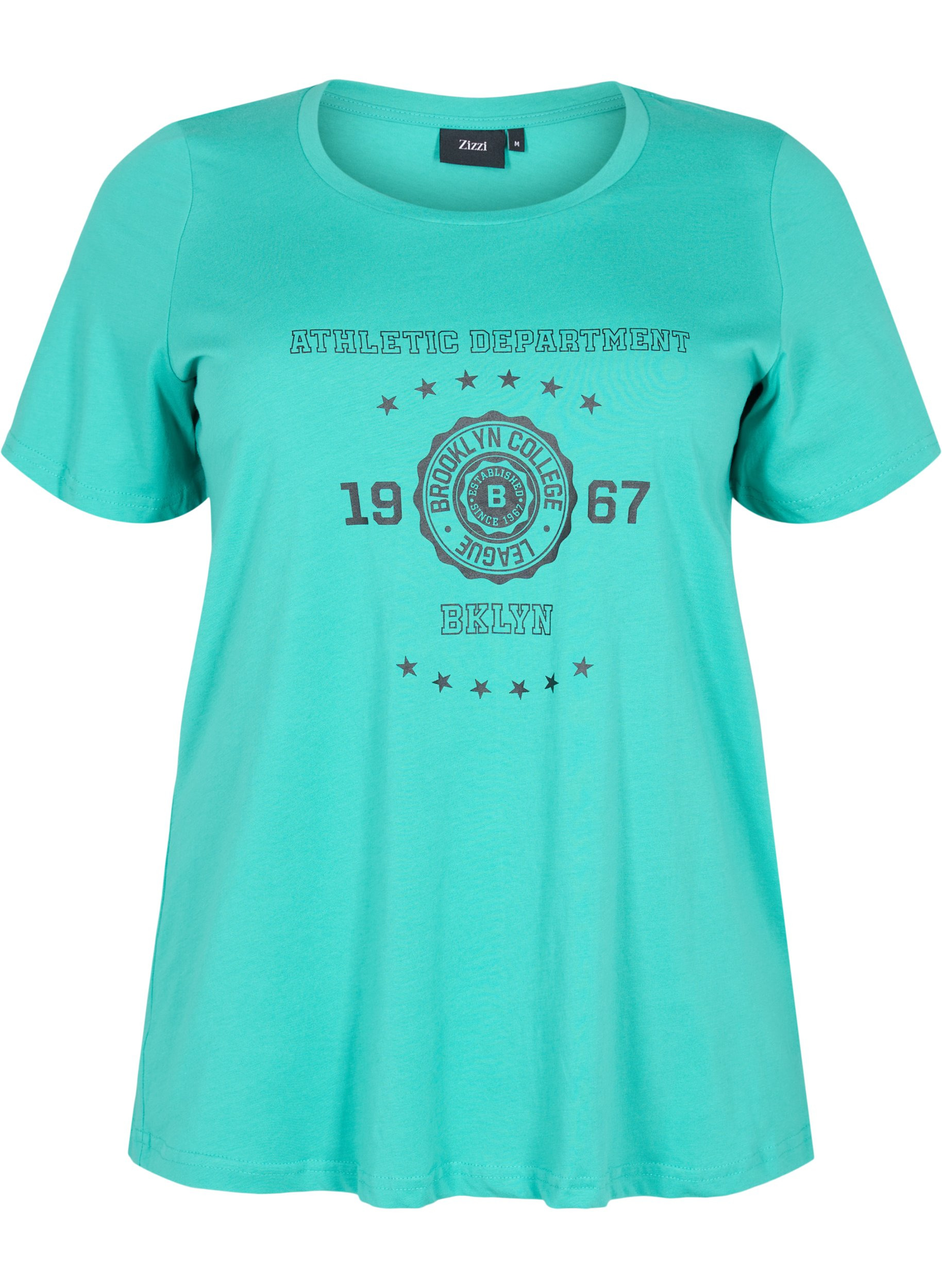 Lyhythihainen puuvillainen t-paita painatuksella, Sea Green, Packshot image number 0