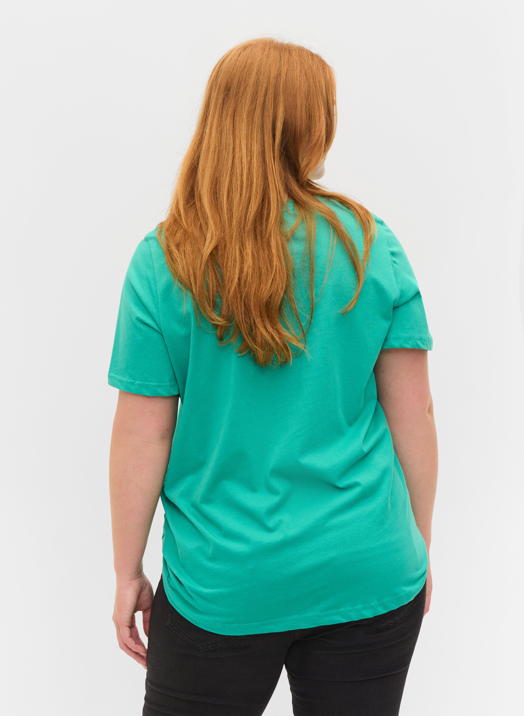Lyhythihainen puuvillainen t-paita painatuksella, Sea Green, Model image number 1