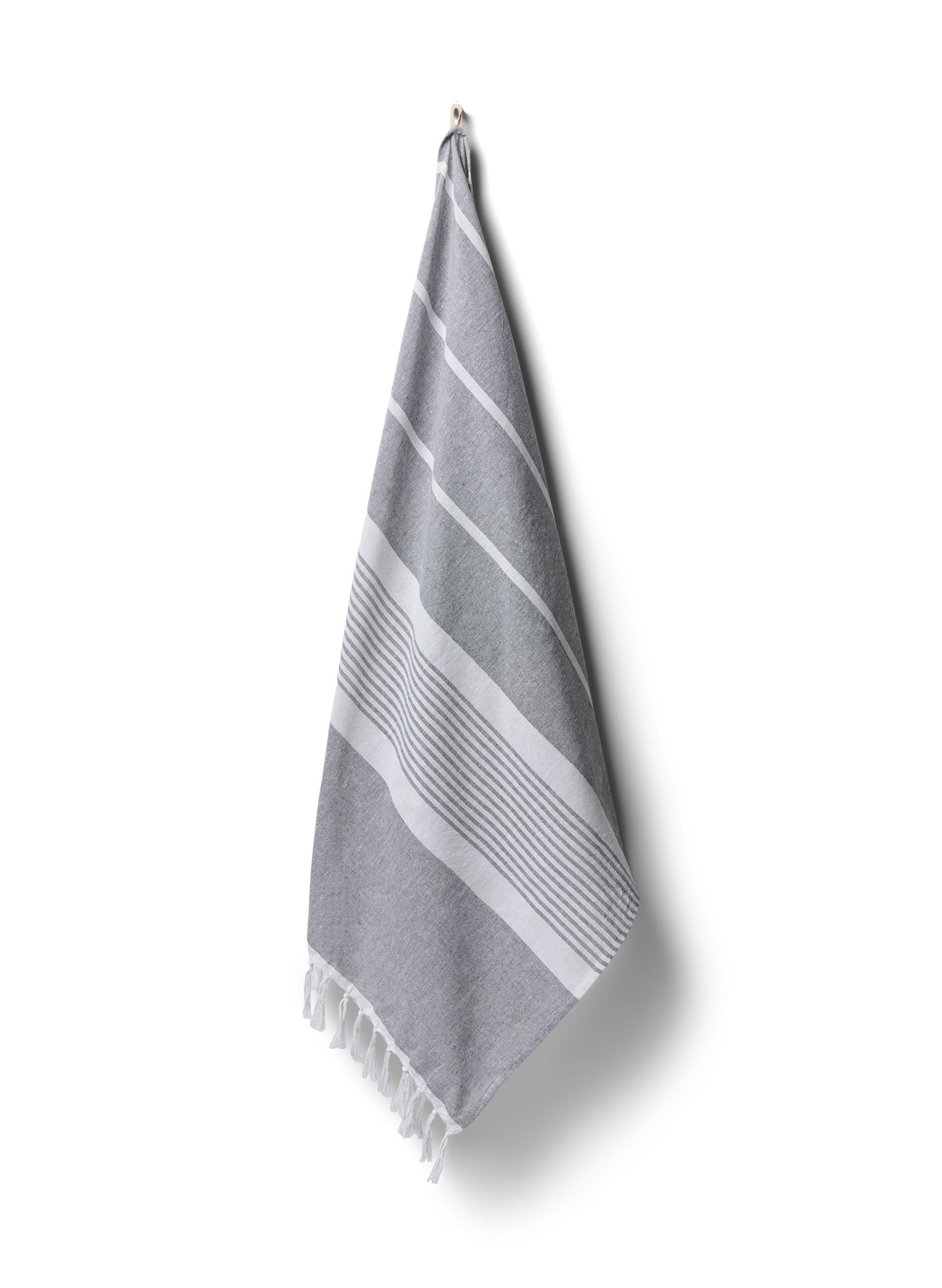 Raidallinen pyyhe hapsuilla, Medium Grey Melange, Packshot image number 0