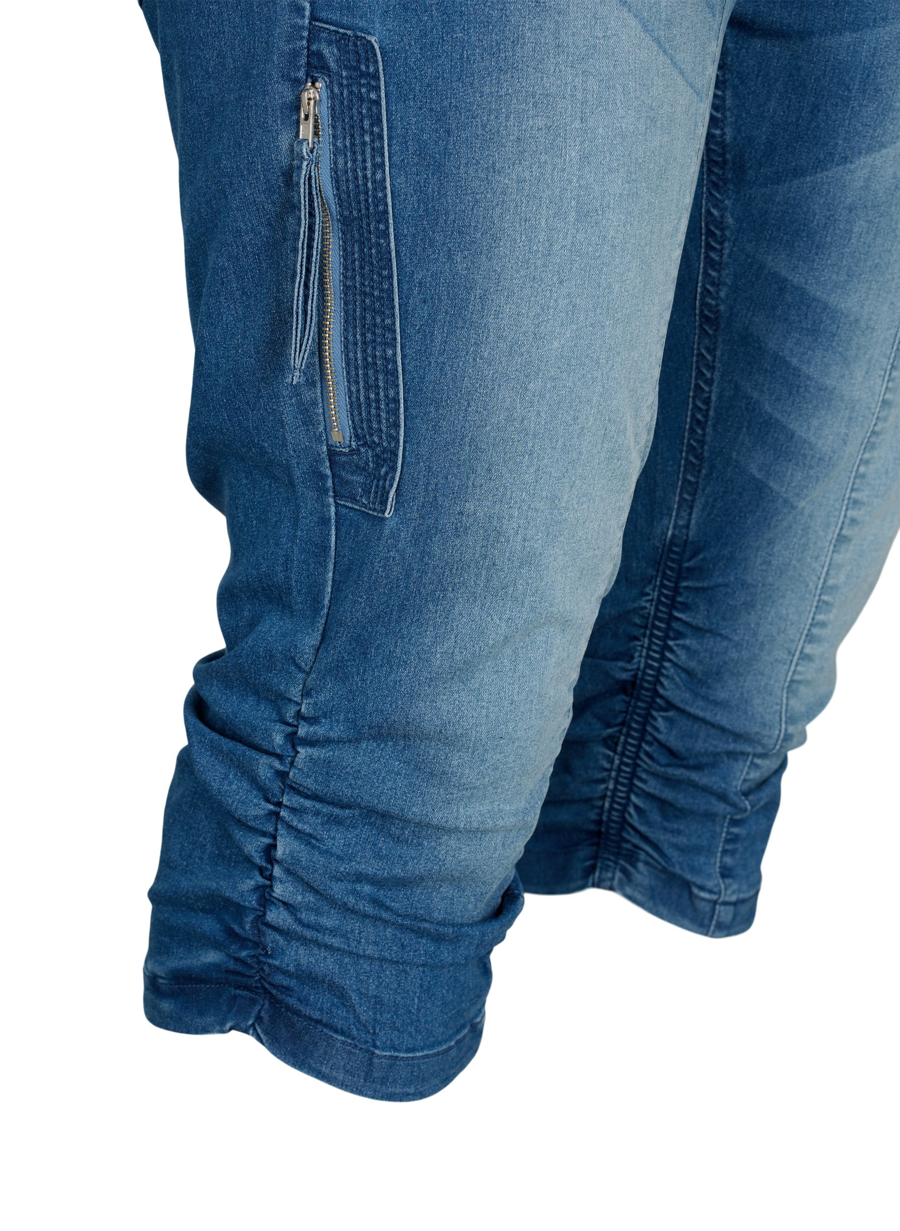 Slim fit farkkucaprit taskuilla, Light blue denim, Packshot image number 3