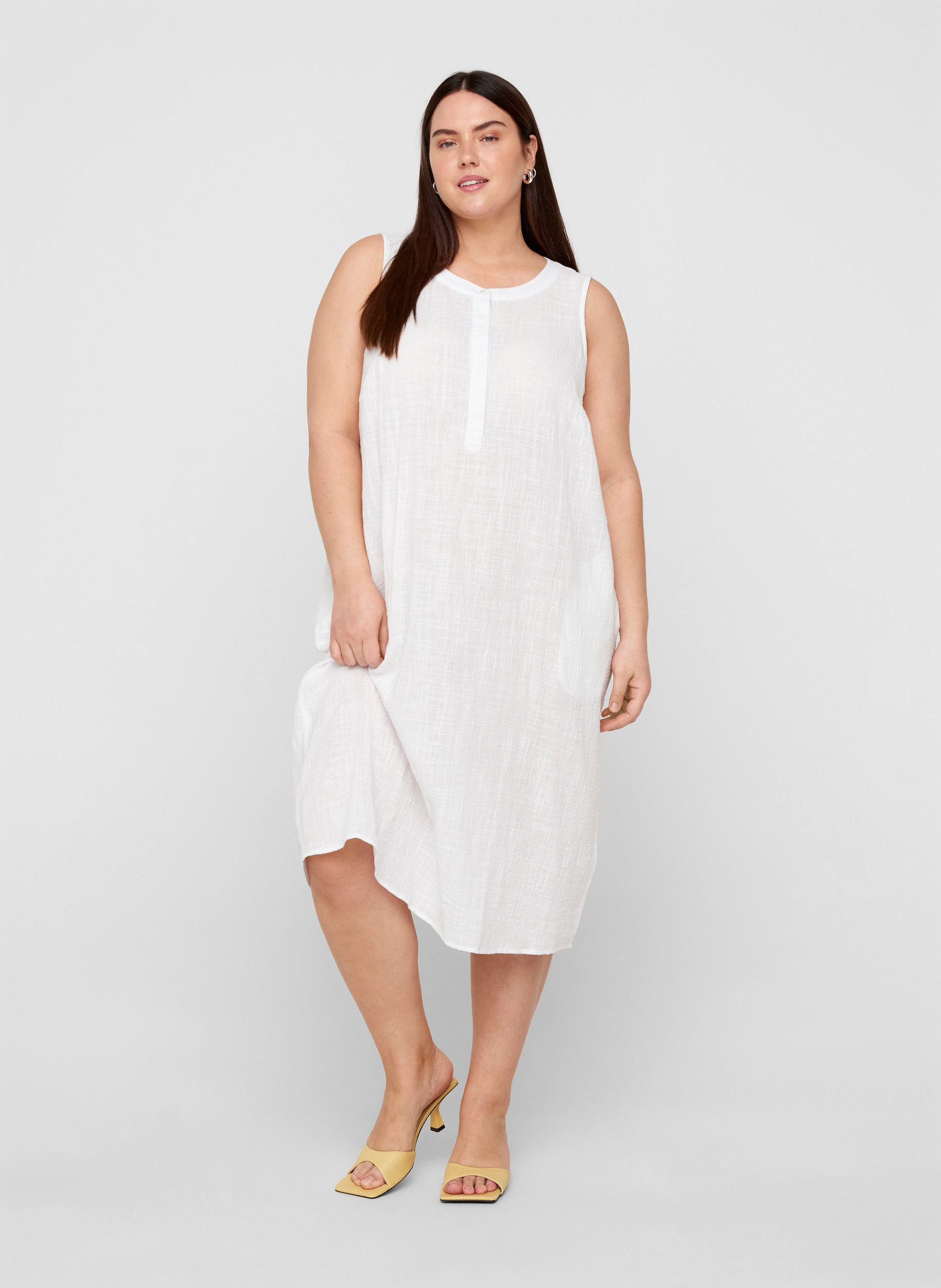 Hihaton mekko puuvillasta, White, Model image number 2