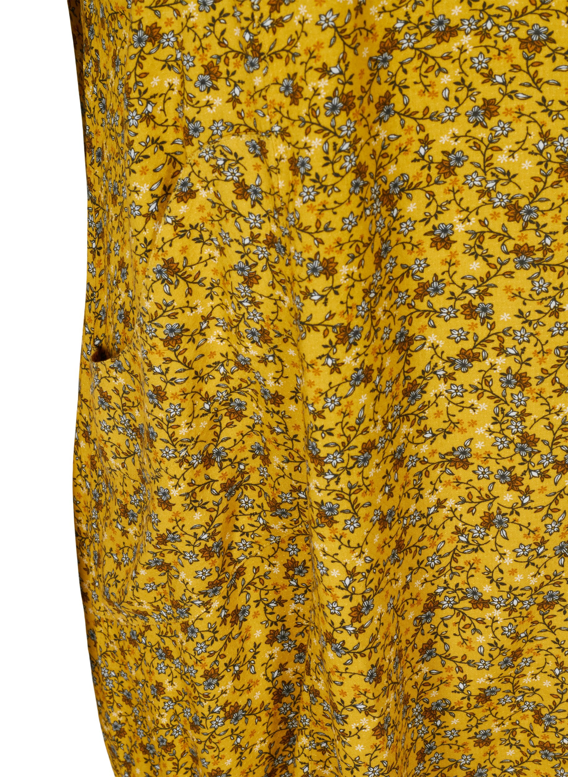 Lyhythihainen viskoosimekko kuosilla, Yellow Ditsy Flower, Packshot image number 3