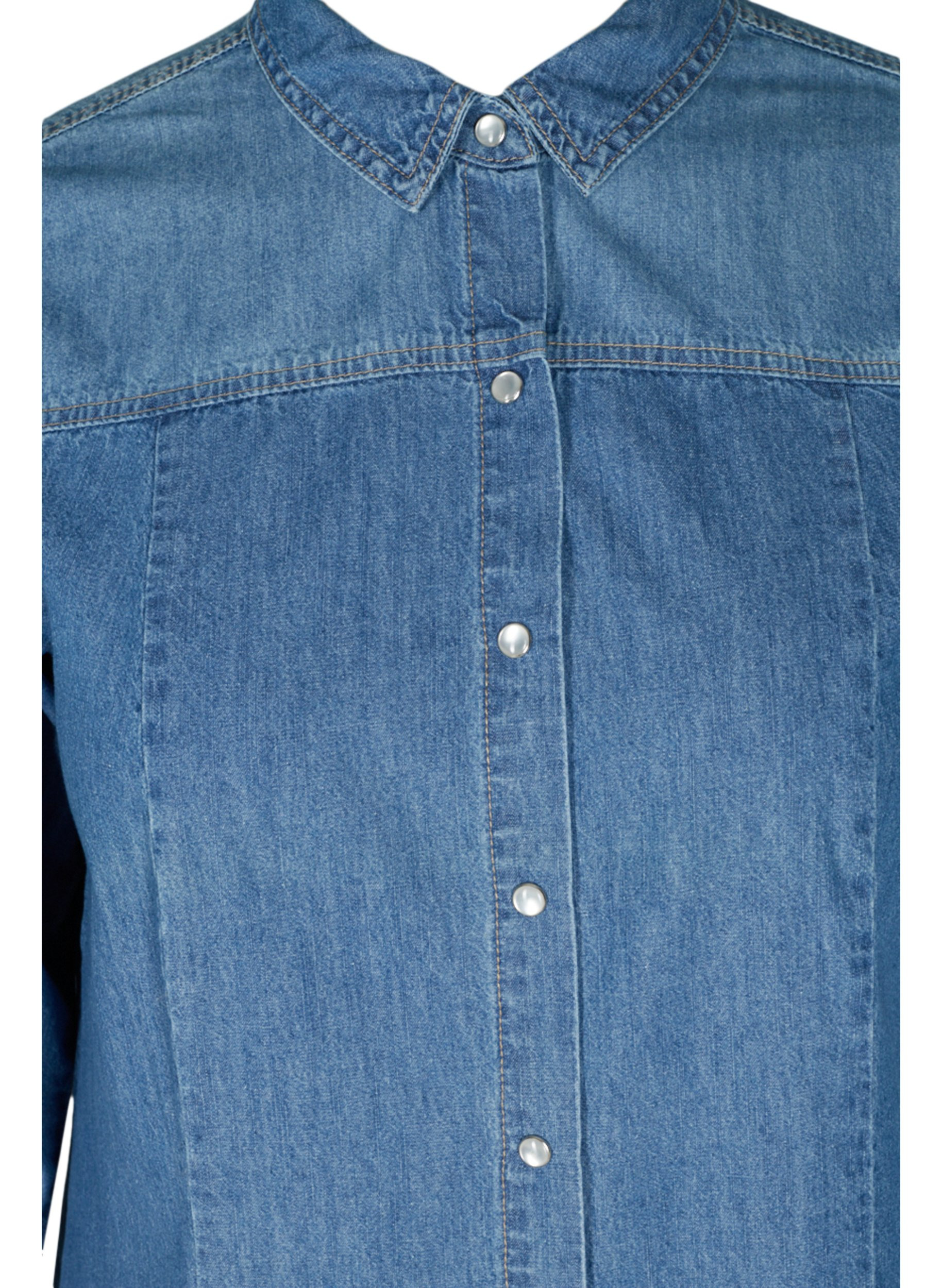 Pitkä puuvillainen farkkupaita , Blue denim, Packshot image number 2