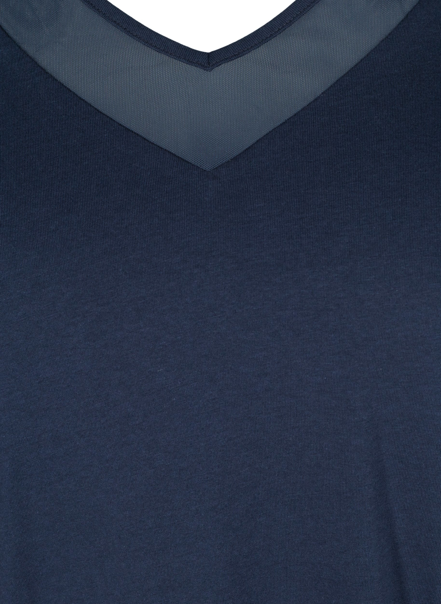 Lyhythihainen t-paita v-aukolla ja mesh-kankaalla, Navy Blazer, Packshot image number 2