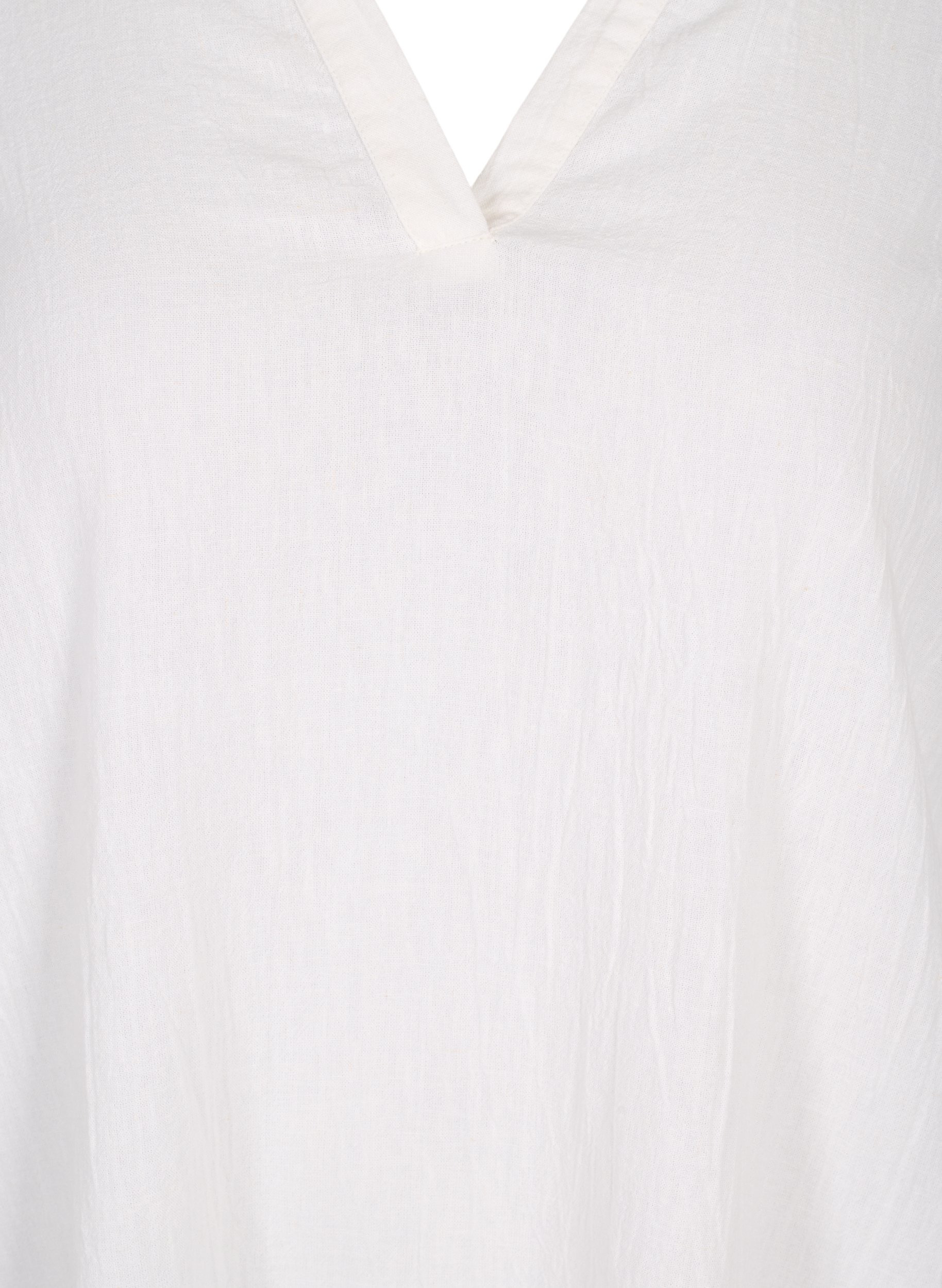 Mekko v-aukolla ja kauluksella, White, Packshot image number 2