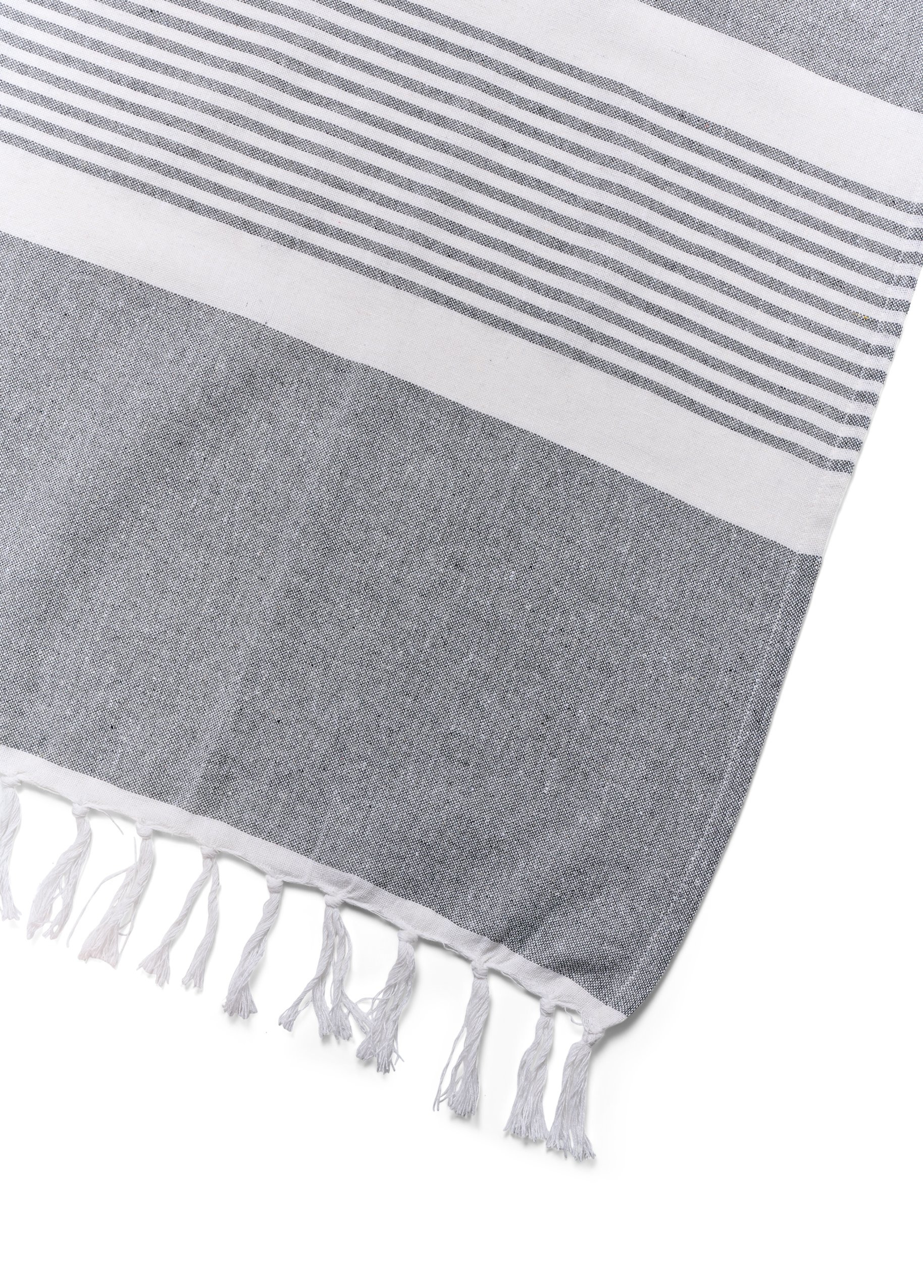 Raidallinen pyyhe hapsuilla, Medium Grey Melange, Packshot image number 2