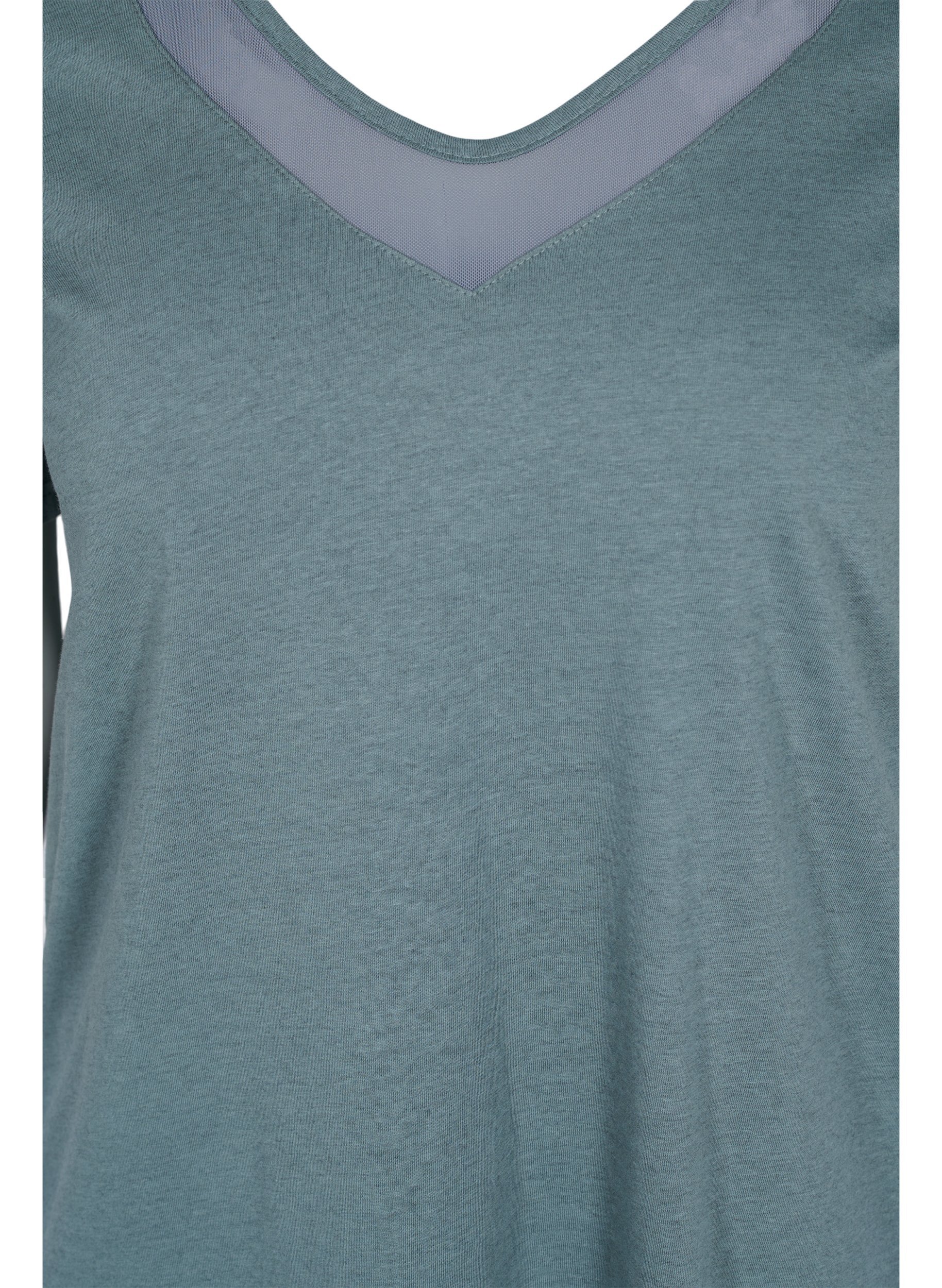 Lyhythihainen t-paita v-aukolla ja mesh-kankaalla , Balsam Green, Packshot image number 2