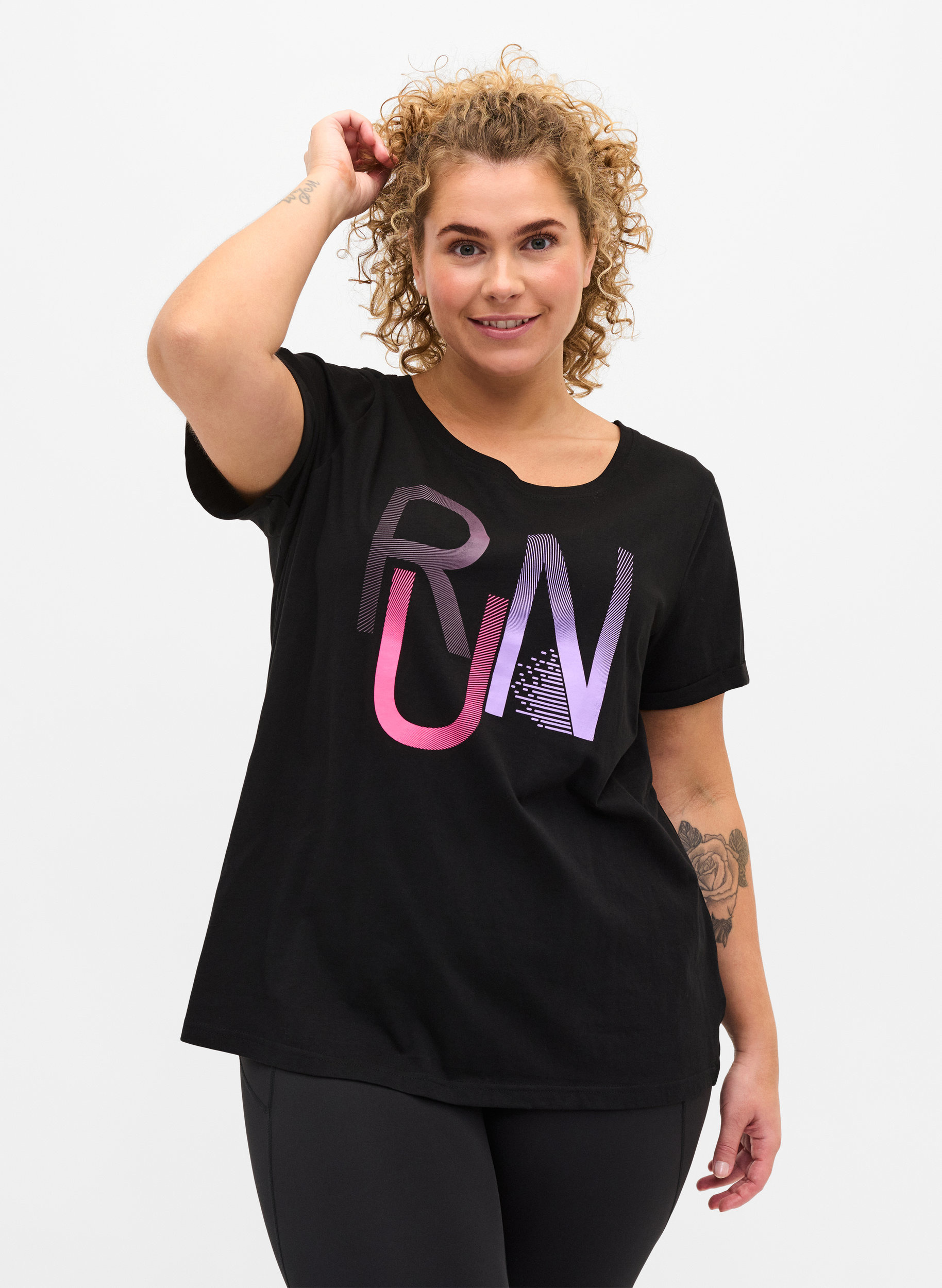 T-paita printillä treeniin , Black Run, Model