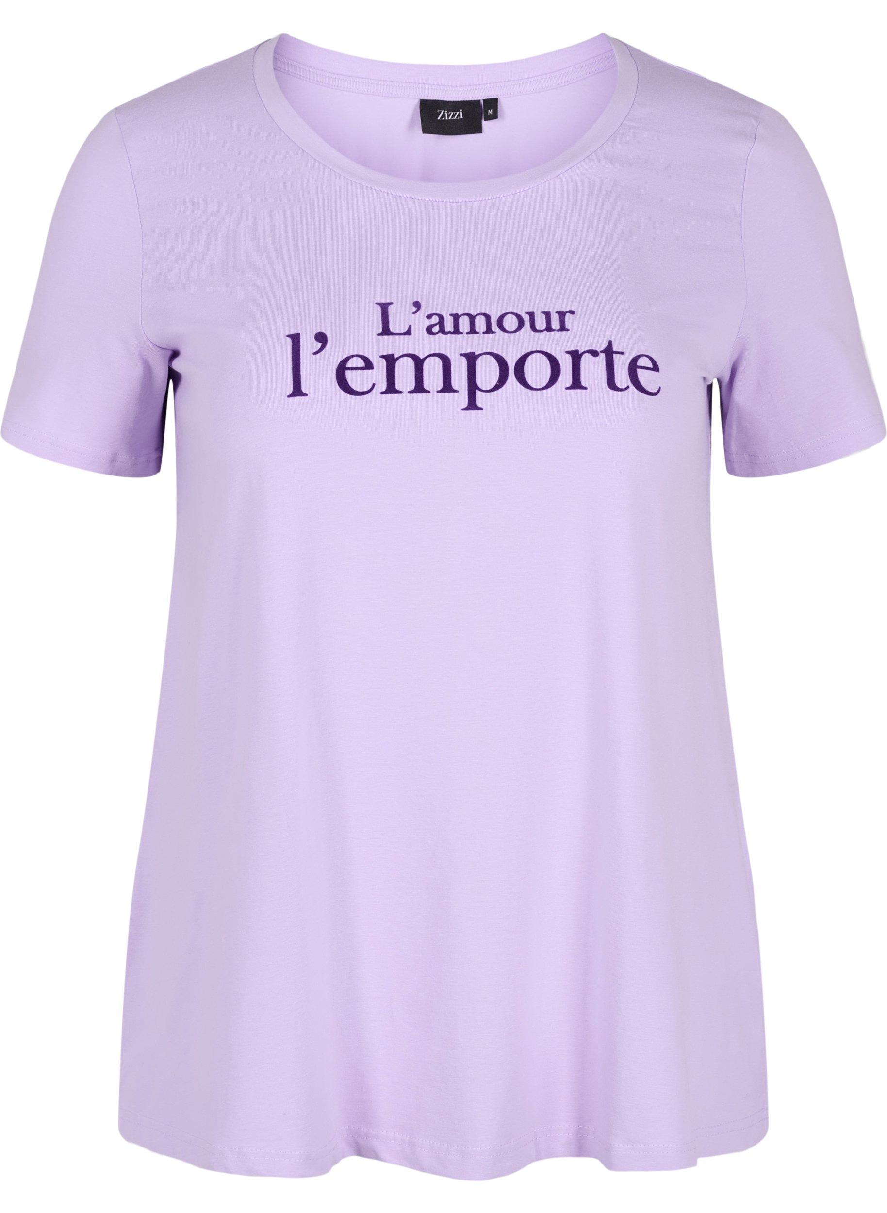 Lyhythihainen puuvillainen t-paita painatuksella,  Lavender LAMOUR, Packshot image number 0