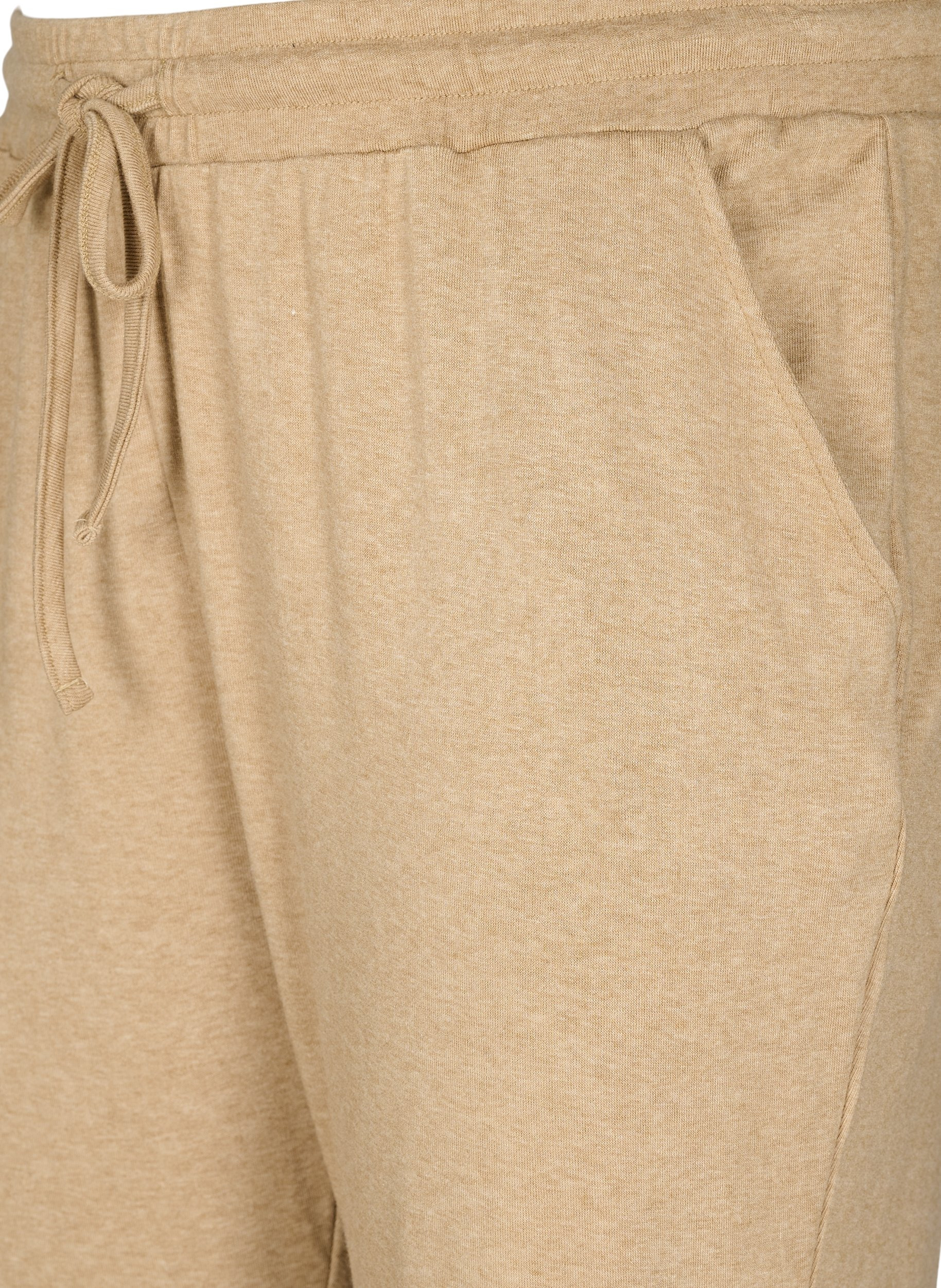 Meleeratut housut nyörillä ja taskuilla , Beige Melange, Packshot image number 2