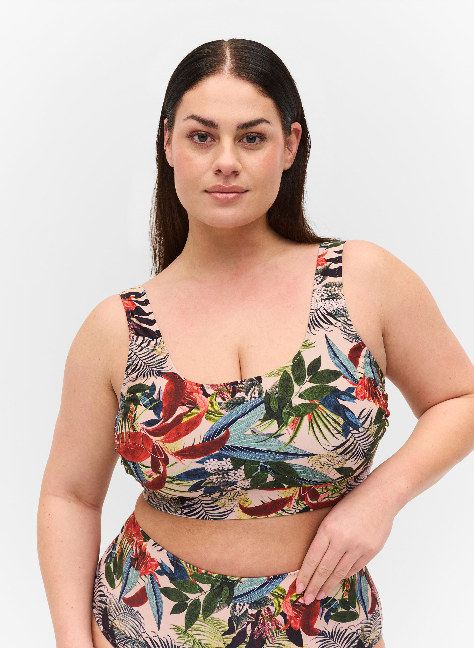 Bikiniyläosa pyöreällä pääntiellä, Palm Print, Model