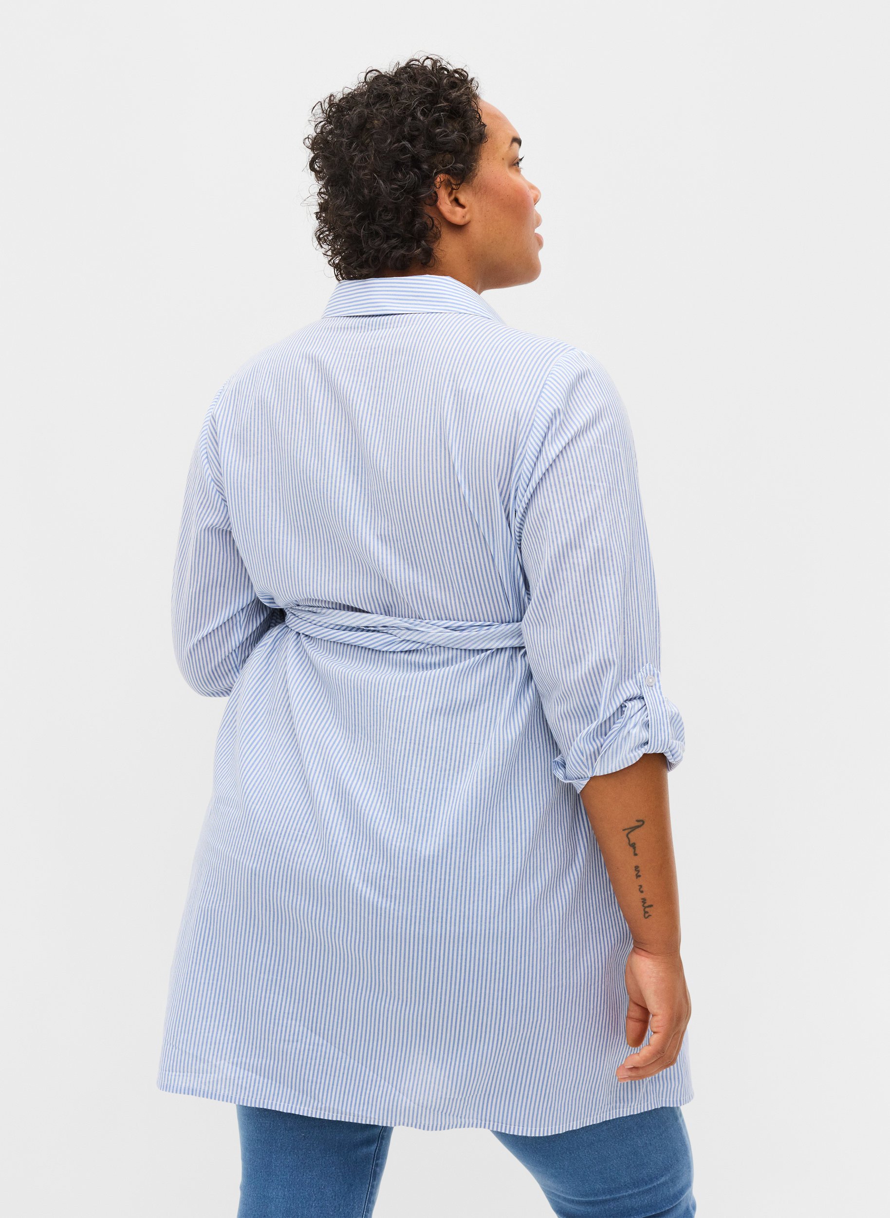 Äitiyspaitamekko puuvillasta , Blue Stripe, Model